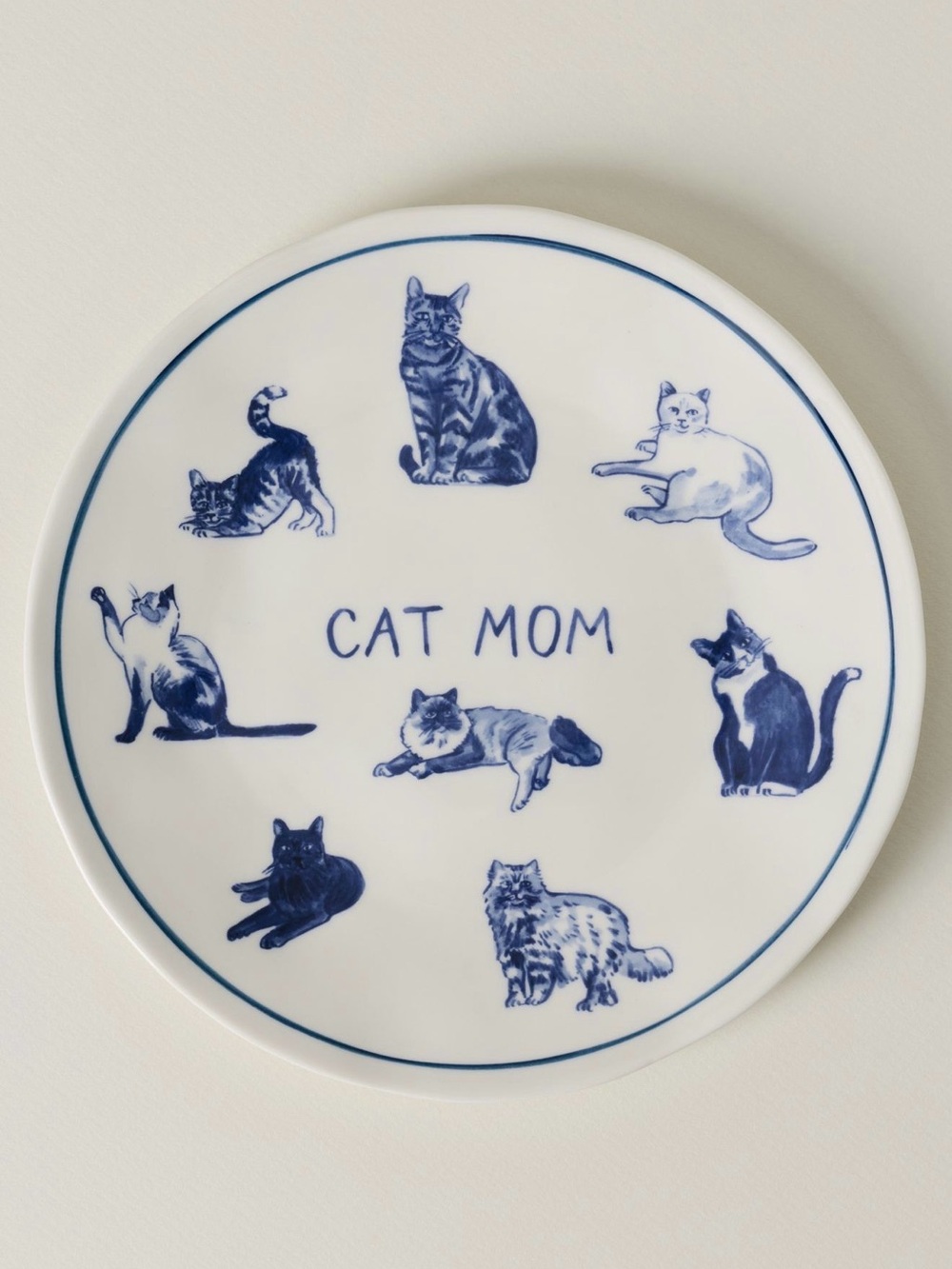Anthropologie Molly Hatch Stoneware Dog and Cat Mom Dessert Plate